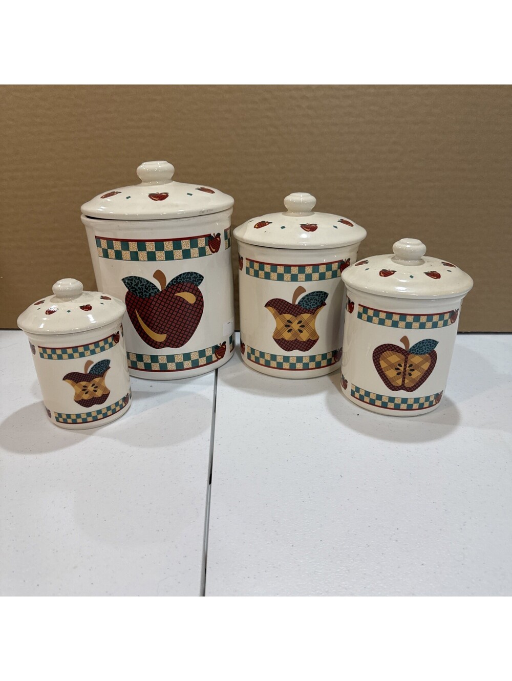 Vintage/Retro 'A Is For Apple' Ceramic 4-Piece Canister Set with Lids [COPY]